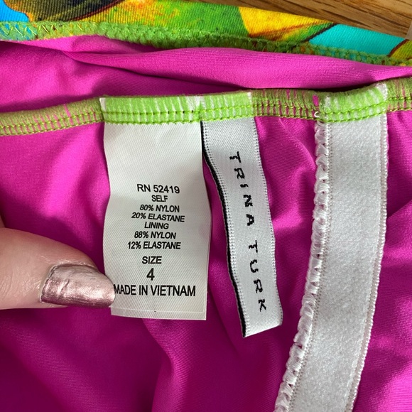 Trina Turk Polynesian Palms One Piece One Shoulder Swimsuit Size 4 - Picture 5 of 7